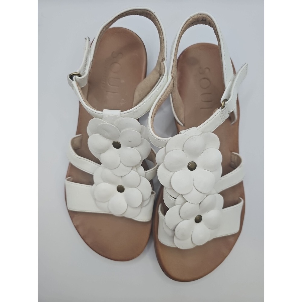 Ladies Naturalizer 7M White Leather Sandals‎ Spring Daisy Embellished #44